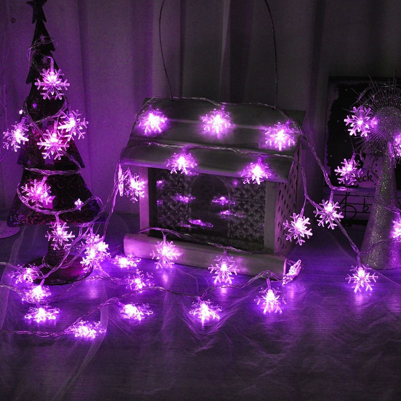 Battery Powered Snowflake LED String Light Decorative Plastic Festive Light for Indoor