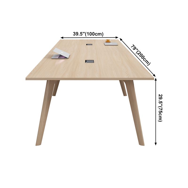 Rectangle Modern Dining Table Solid Wood Fixed Dinette Table for Home Use
