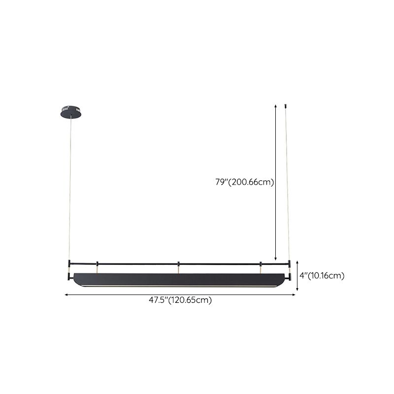 Black Modern Pendant Light Rectangle Shape Island Light with Acrylic Shade for Living Room