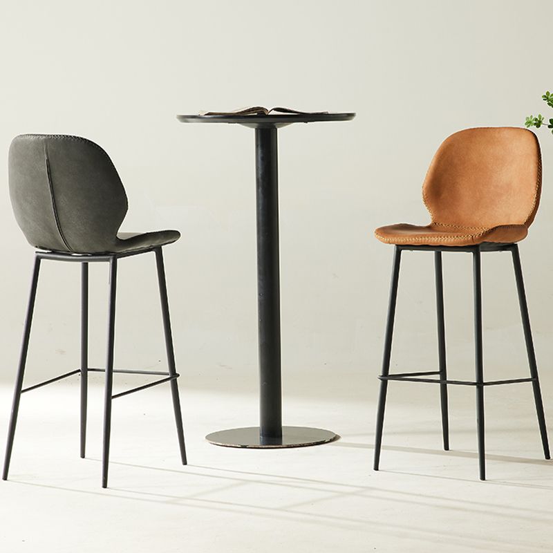 Modern Style Backrest Counter High Stool with Leather Cushion