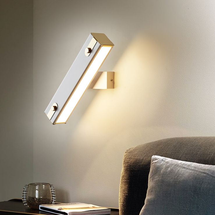 Lámpara de pared LED rectangular de aluminio en estilo creativo moderno de hierro forjado aplastador de pared giratoria con sombra acrílica
