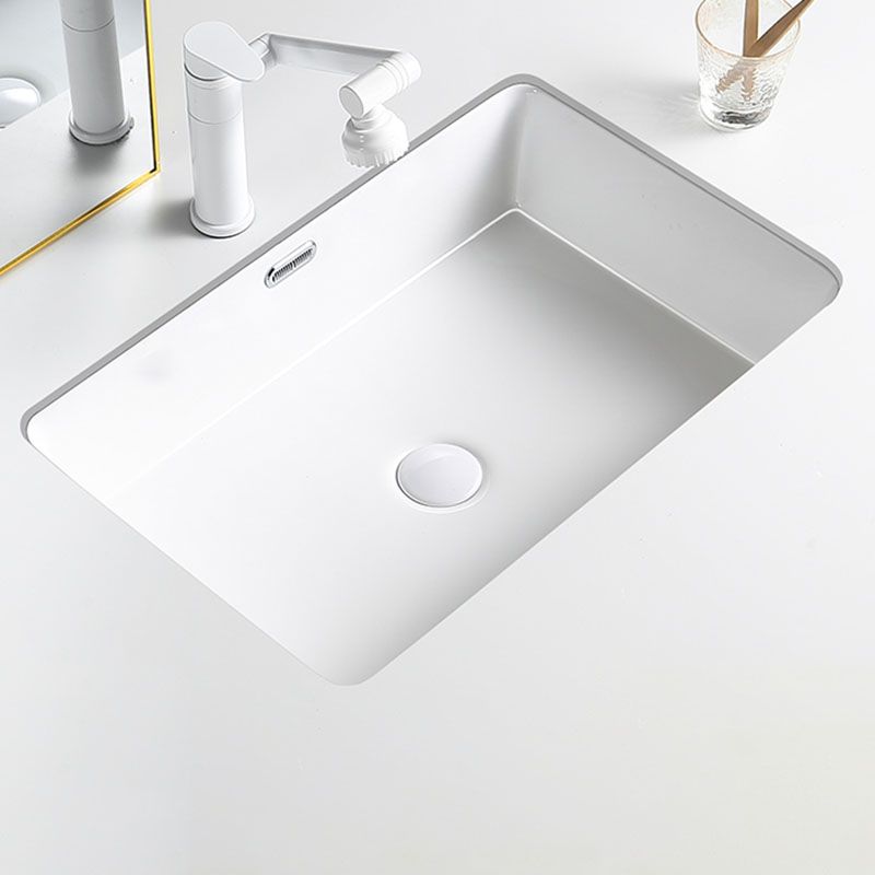 Modern Undermount Bathroom Sink Porcelain with Pop-Up Drain Basin Sink