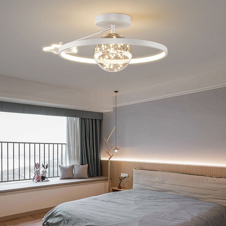 Ring Semi Flush Mount Light Fixture Modern Simplicity Ceiling Mount Light Fixture for Bedroom