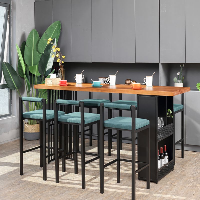 Industrial Style Bar Table 42-inch Height Brown Wood Top Metal Base Bistro Table