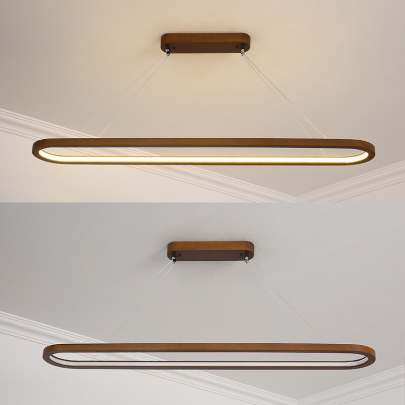 Oval Island Chandelier Lights Simplicity Wood Chandelier Lighting Fixtures for Restaurant