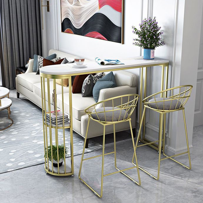 Glam Style 1/2/3 Pieces Sintered Stone Bar Table Set Fixed Table Counter Set for Home Use