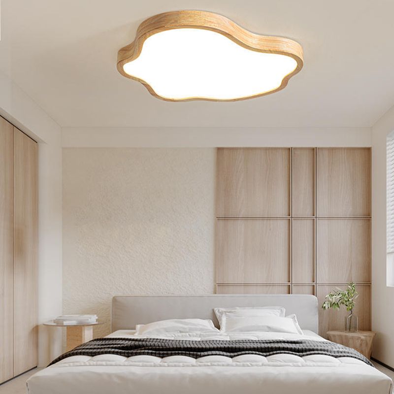 Modernism Acrylic Ceiling Light Wood Flush Mount Lighting for Bedroom