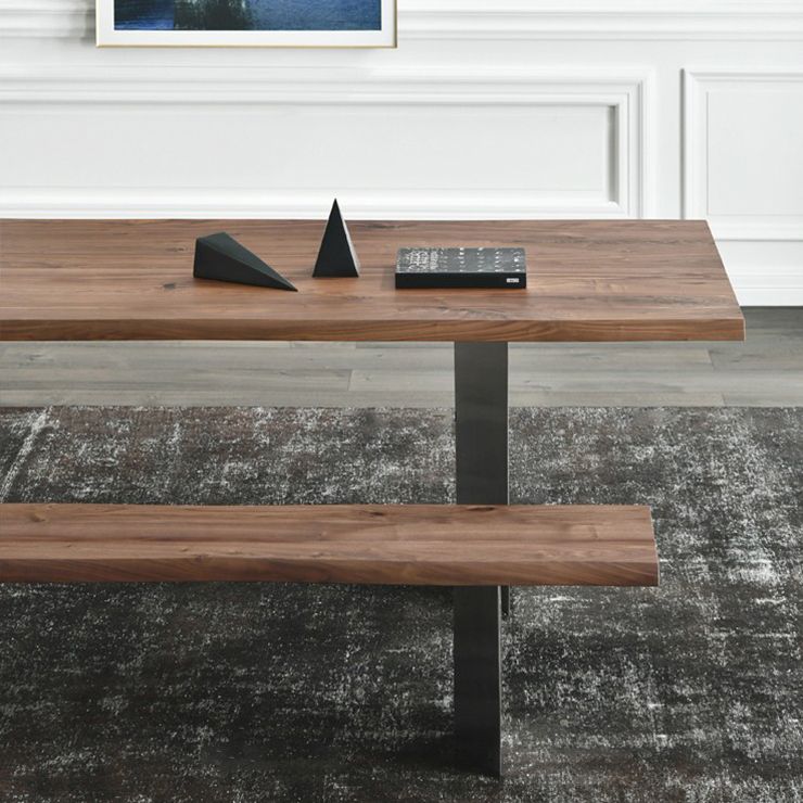Metal Industrial Rectangular Dining Table Wood Top Table for Kitchen and Dining Room