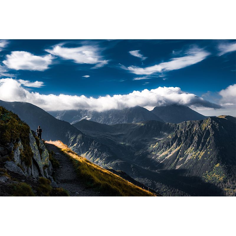 Horizontal Photography Mountain Mural Environment Friendly Wallpaper for Room