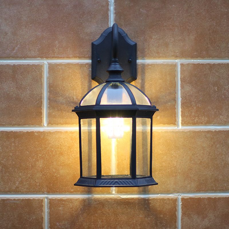 Zylinder klarer Glaswandhalterung 1-Licht Vintage Außenwandbeleuchtung