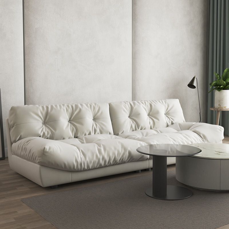 Tufted Split-Back Seating Armless Standard Sofa Leather for Apartment