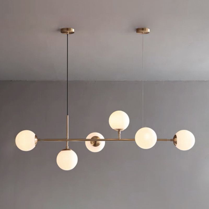 Modern Island Lamp Round Glass Shade Chandelier Light Fixture for Dining Room Kitchen