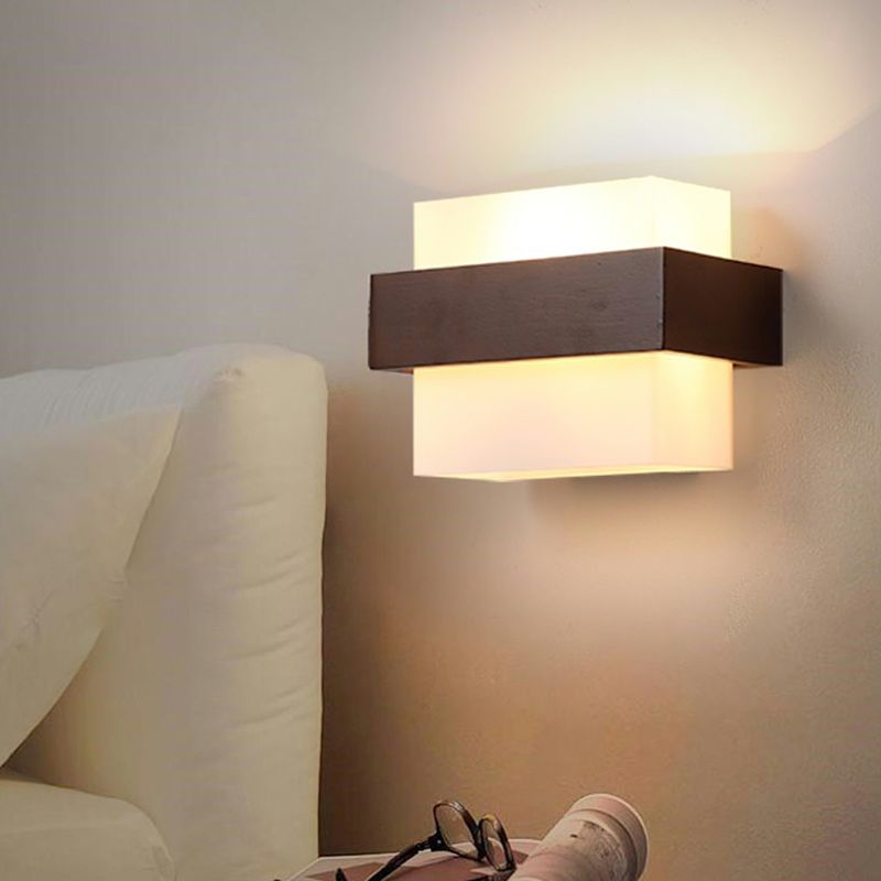 Nordic Wall Mount Lamp Modern Style Wooden Wall Sconce Light for Living Room