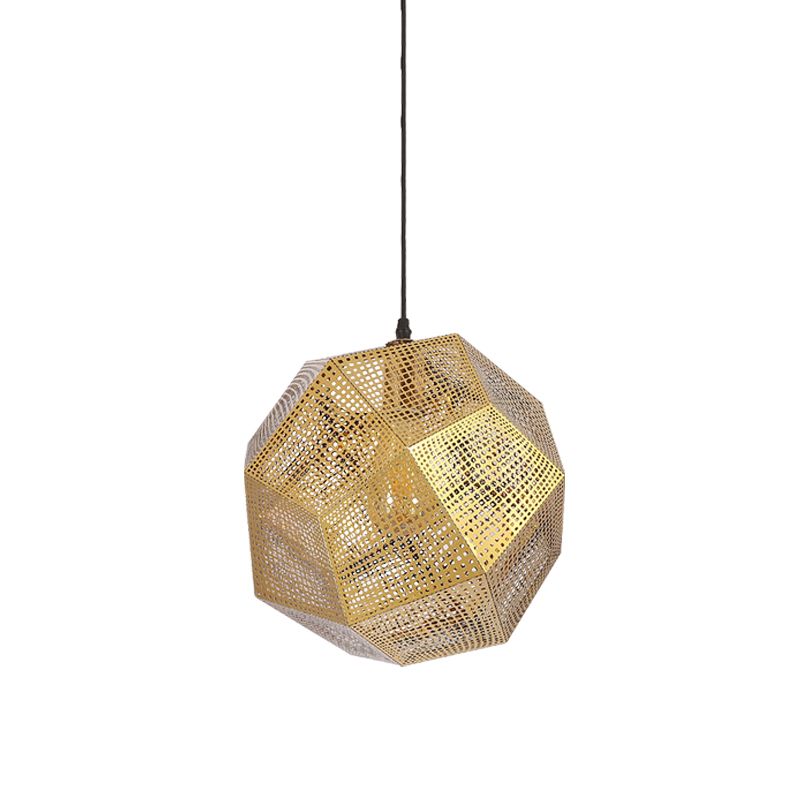 10"/12.5" W 1 Bulb Pendant Lighting Retro Mesh Globe Stainless Steel Pendulum Light in Chrome/Gold with Splice Design