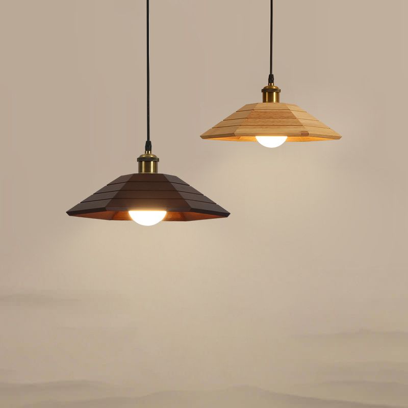 Accesorio de iluminación colgante sombreada de madera Luz de techo de estilo moderno para sala de estar