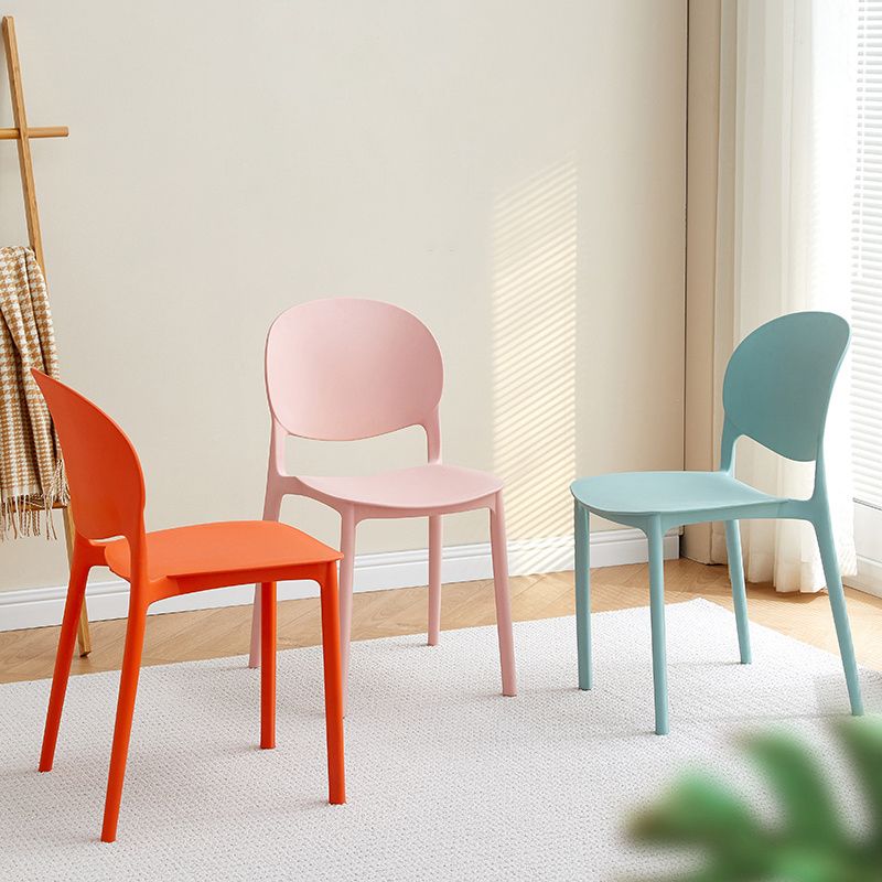 Modern Dining Room Armless Plastic Stacking Open Back Dining Chair