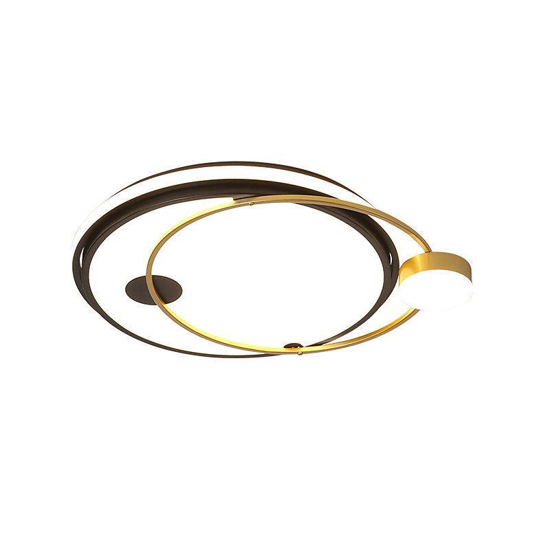 Modernism Round Flush Ceiling Light Metallic LED Bedroom Flush Mount in Black and Gold, Warm/White Light