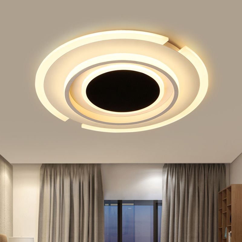 16.5"/20.5" W Black Rounded Flush Mount Lamp Nordic LED Metal Flush Light Fixture for Bedroom