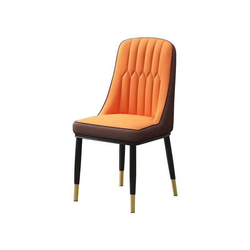 PU Leather Dining Chairs Industrial Parsons Chair with Metal Legs