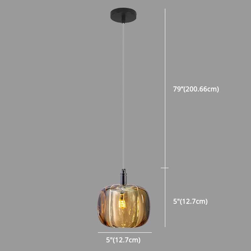 Melon Shaped Dining Room Pendulum Light  Crystal 1-Light Postmodern Minimalist Hanging Lamp Kit