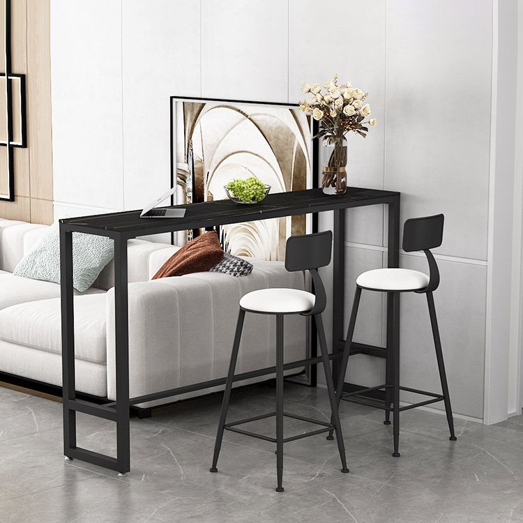 Trestle Base Bar Table Modern Rectangle Sintered Stone Bar Table