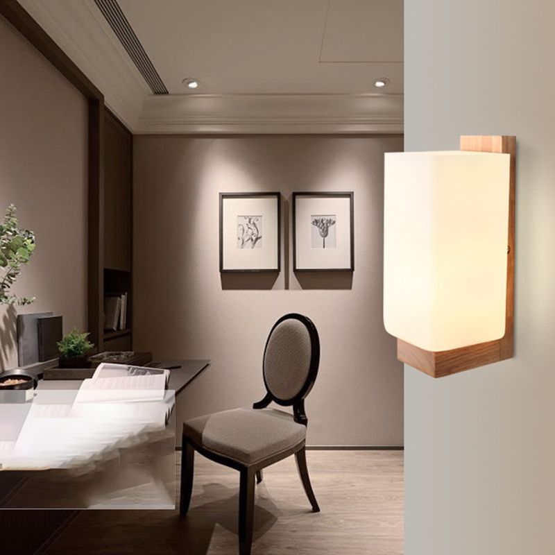 Color de registro apliques de pared individual en moderna luz de pared rectangular de madera de estilo conciso para dormitorio