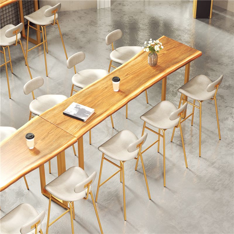 Modern Backrest Counter Stool Iron Cafe Bar Stool with Cushion and Pedal