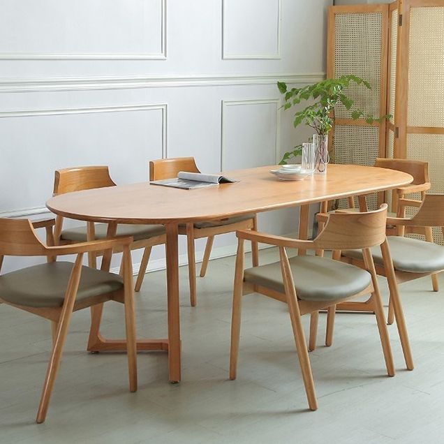 Modern Oval Dining Table Pine Solid Wood Dining Table for Kitchen
