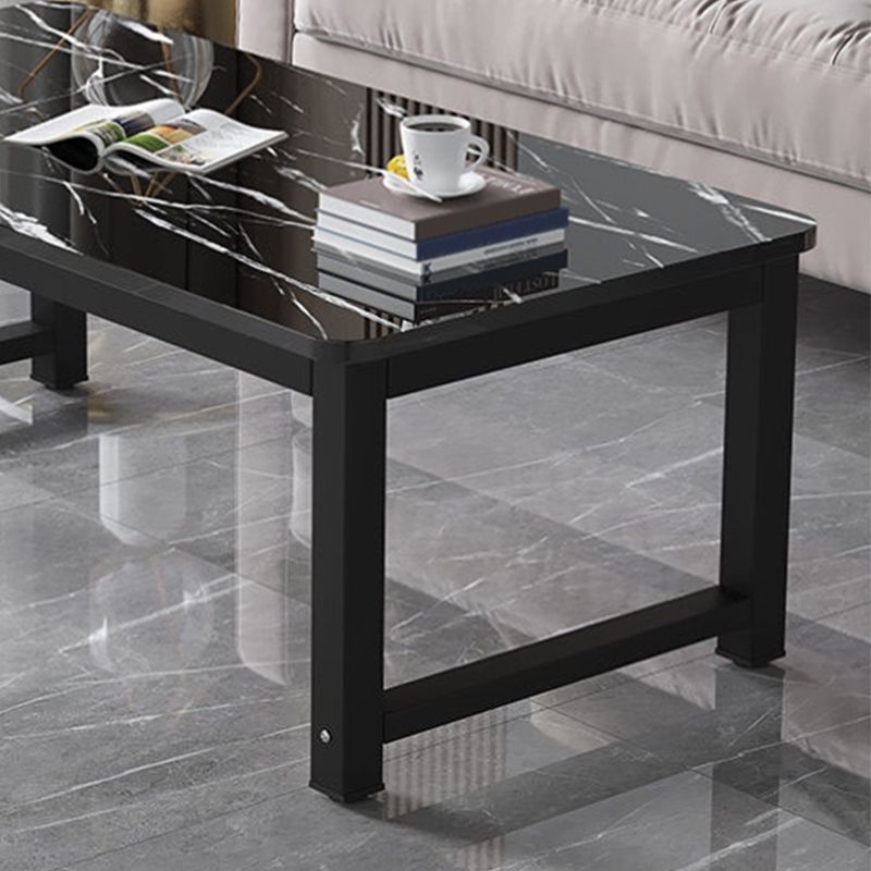Rectangle Wooden Top Coffee Table with Metal Four legs Modern Style