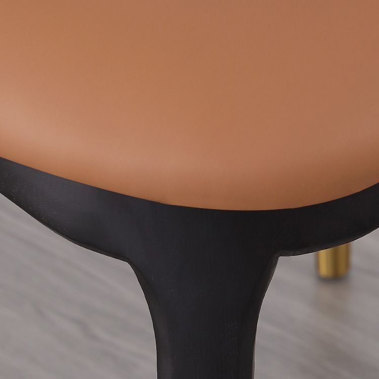 Modern Simple Side Chair Faux Leather Kitchen Dining Chairs with Wooden Base