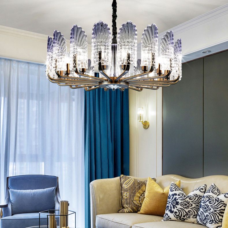 Lumo lampadario di pavone Lighting moderno gradiente blu violaceo in vetro blu lampada appesa