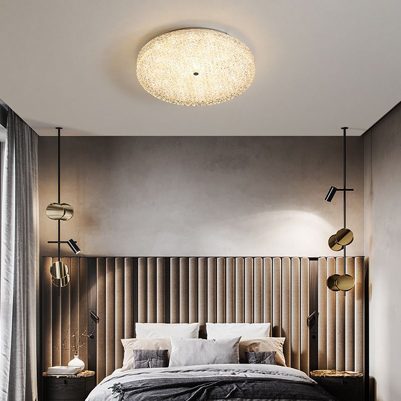 Modern LED Ceiling Mount Light Close to Ceiling Lamp with Glass Shade for Living Room