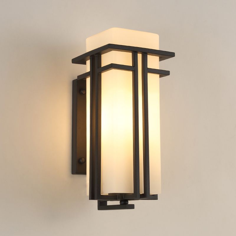 Luz de pared de vidrio de forma cuadrada estilo moderno 1 lámpara de montaje de pared ligera en negro