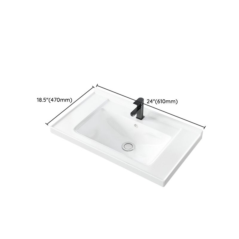 Basic Bathroom Sink Overflow Hole White Vessel Lavatory Sink (Not Included Faucet)