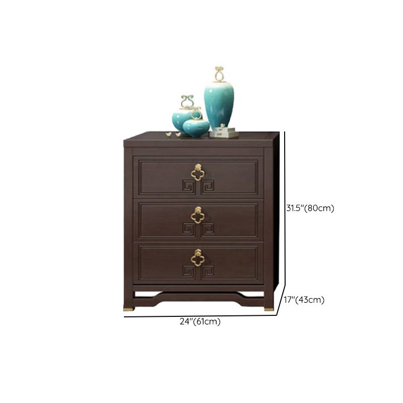 Glam Wooden Storage Chest Vertical Chest in Brown with Drawers