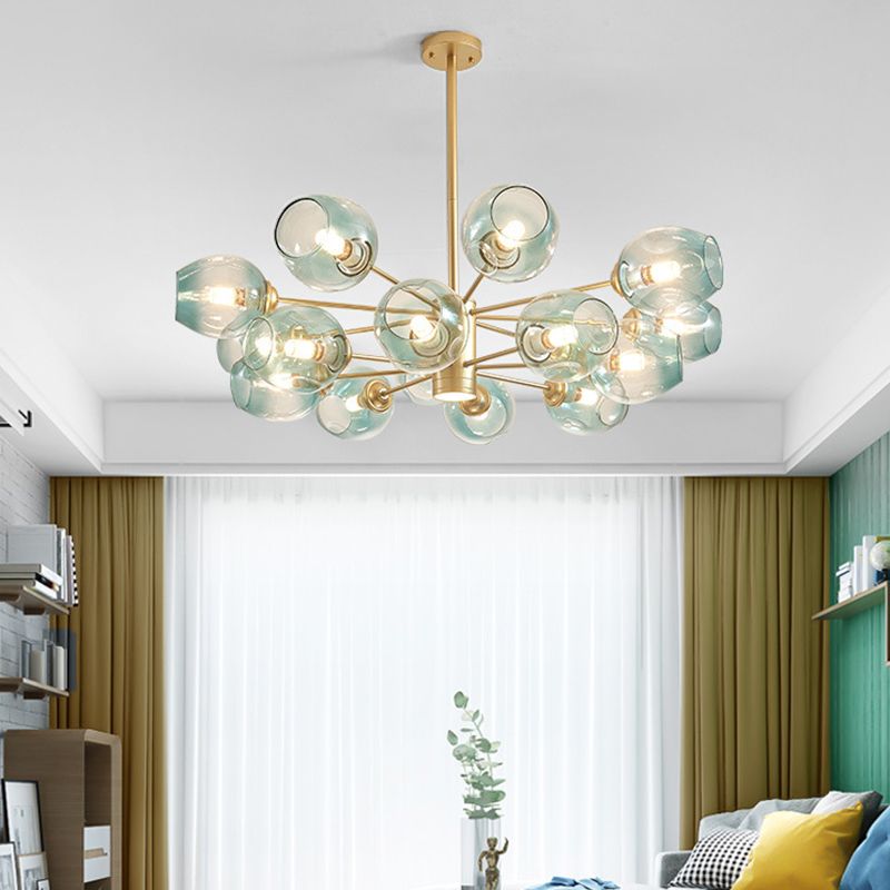 Luces de techo colgantes de vidrio de lámpara de Sputnik de lámpara moderna con cable colgante para sala de estar