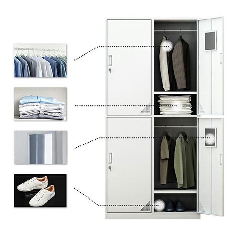 Contemporary Wardrobe Armoire White Color Steel Wardrobe Closet with Locks