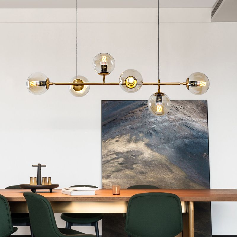 Multi Lights Island Light Modern Island Hanging Light with Glass Shade for Dining Room