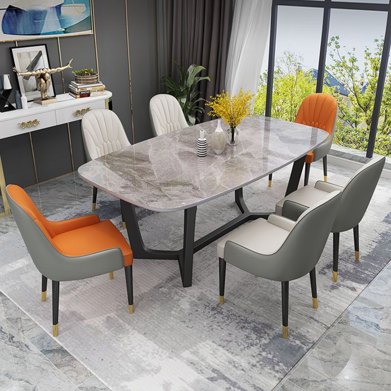 Sintered Stone Table for Restaurant Luxury Rectangle Dining Table with Trestle Base