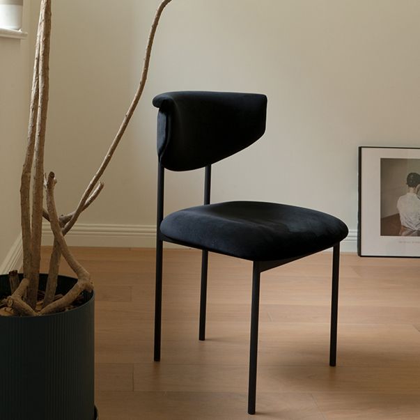 Nordic Armless Backrest Cushion Chair with Metal Legs for Dining Room