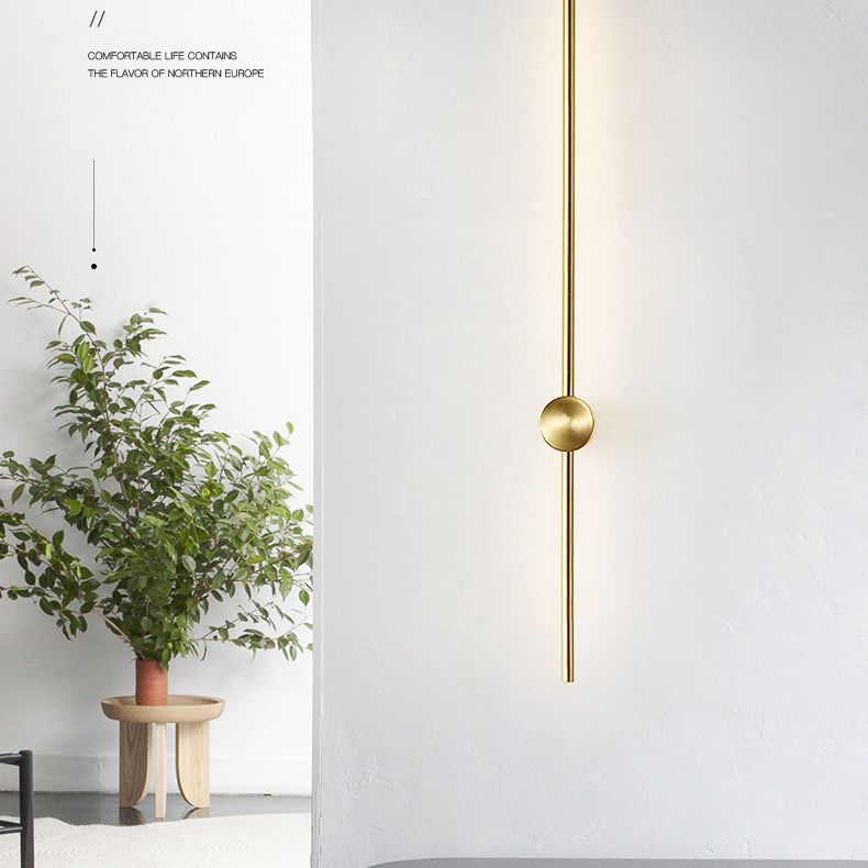 Lámpara minimalista de pared de pared de latón LED de hierro forjado para el pasillo de la sala de estar