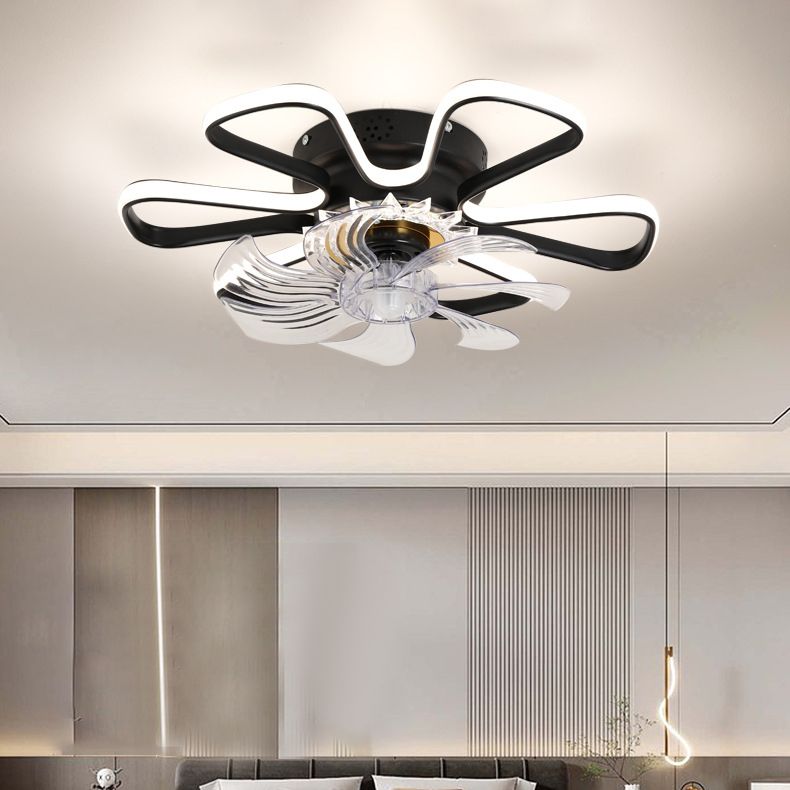 7-Blade Children Ceiling Fan LED Polish Finish Fan with Light for Living Room