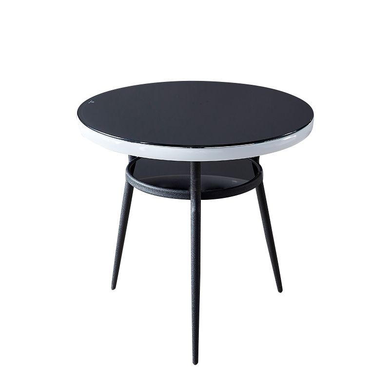 Glass Dining Room Table for 2 Person Round Tabletop with Storage