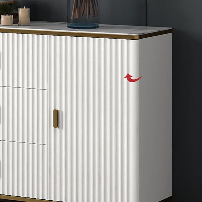 Glam Bedroom Stone Storage Chest Horizontal Chest in White with Drawers