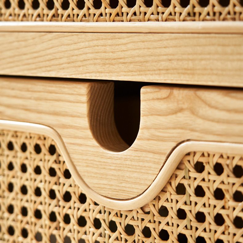 Modern Natural Accent Chest with Drawers and Solid Wood Straight Legs