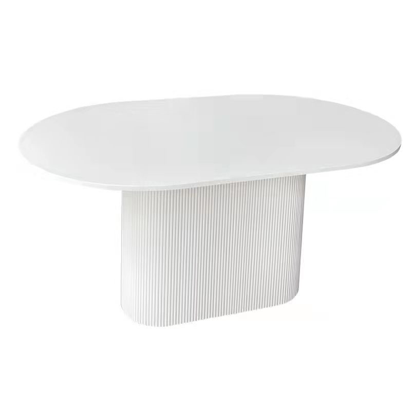 Contemporary Style Dining Table Oval Solid Wood Pedestal Table for Home