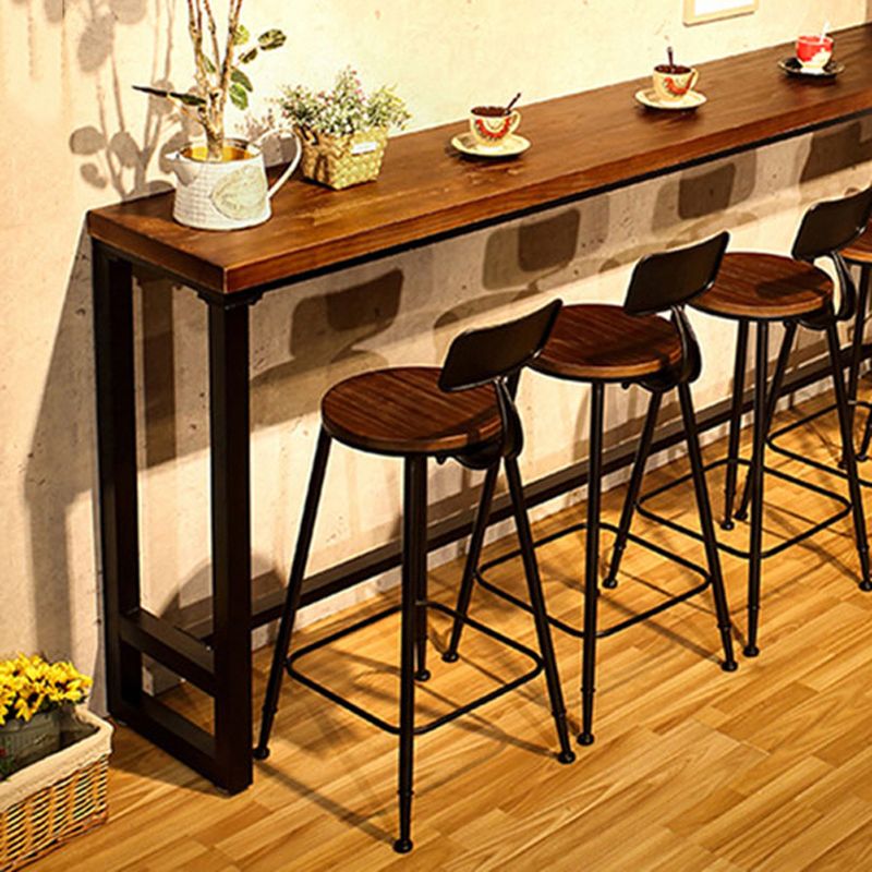 Industrial 1/2/6/11 Pieces Solid Wood Bar Table Set Fixed Counter Set