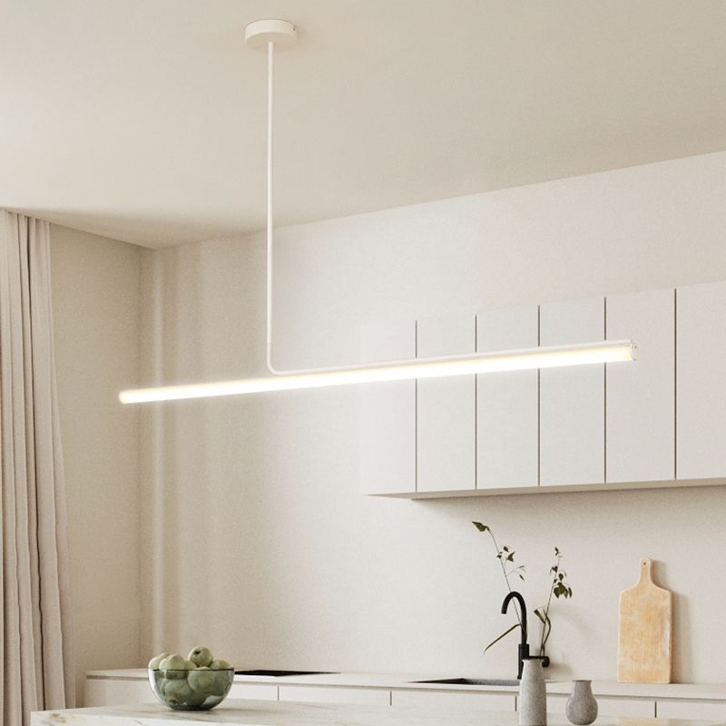 Modern Aluminum Pendant Lighting Linear Shape Hanging Light Fixtures in Black and White