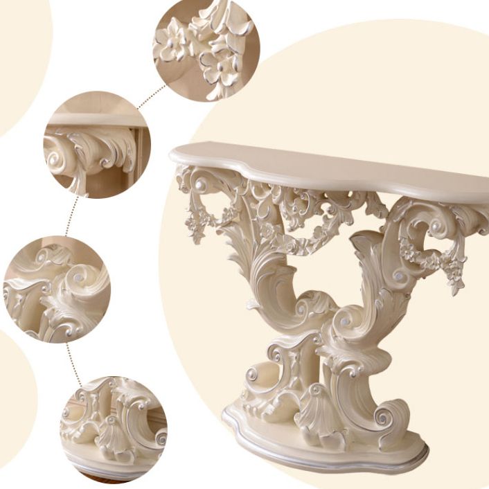 French Country Console Table Brown/Black/White/Gold Wooden Console Sofa Table