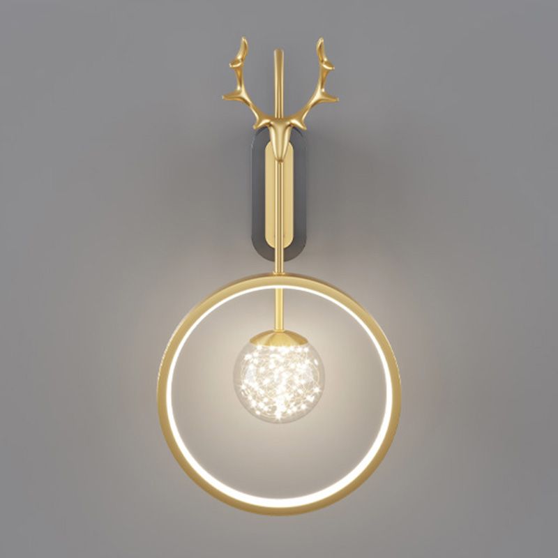 Modern Minimalist Style Circular Wall Mounted Light fixture Glass Wall Light Sconces with Antlers